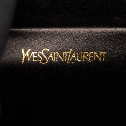 YSL Y Logo Calfskin Leather Clutch Brown