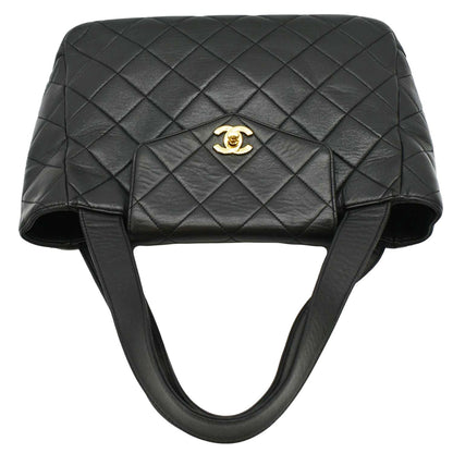 Chanel Classic Flap Vintage Quilted Leather Tote Bag Black