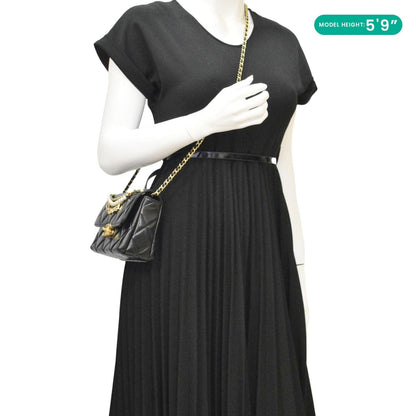 Chanel CC Pearl Quilted Leather Chain Crossbody Bag Black