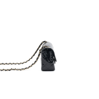 Chanel Mini Rectangular Flap Bag Patent Leather Black with LGHW