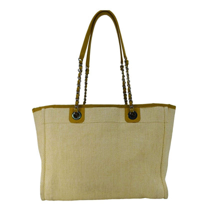 Chanel Deauville Straw Raffia Tote Bag Yellow