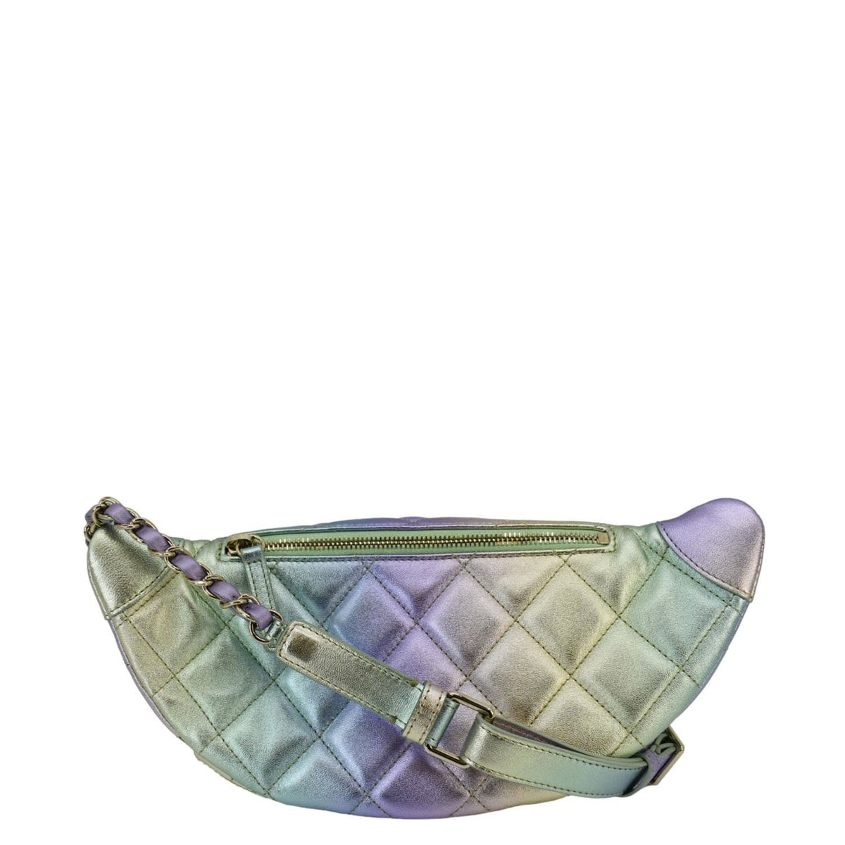 Chanel Iridescent Rainbow Quilted Leather Bumbag Multicolor