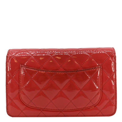Chanel WOC Quilted Patent Leather Crossbody Bag Red