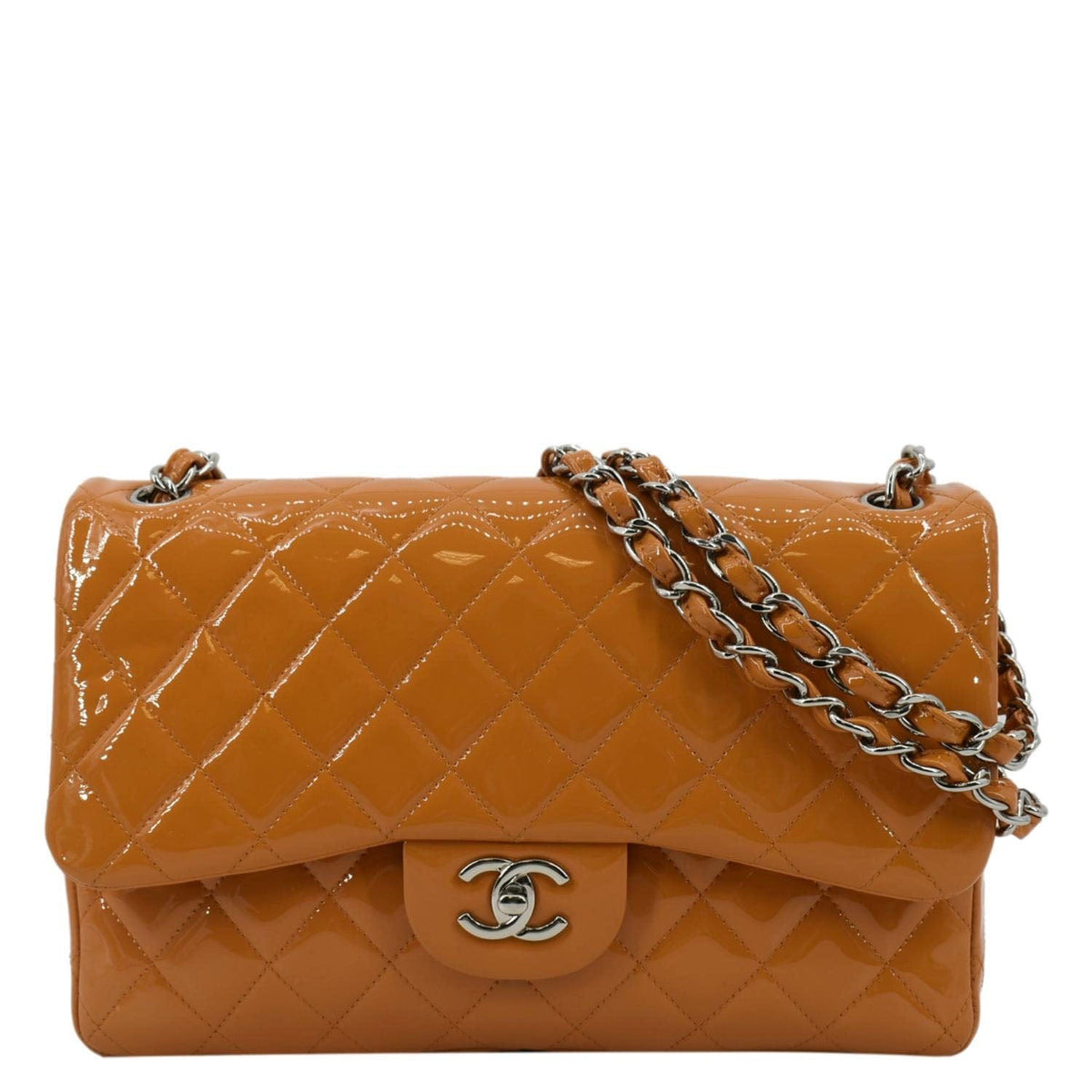 Chanel Classic Jumbo Double Flap Quilted Leather Shoulder Bag Orange
