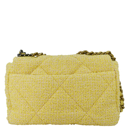 Chanel 19 Flap Medium Quilted Tweed Shoulder Bag Beige