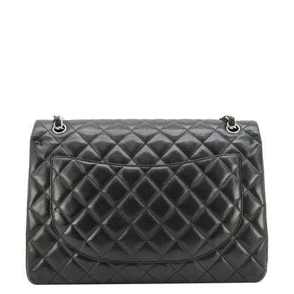 Chanel Maxi Double Flap Leather Shoulder Bag Black