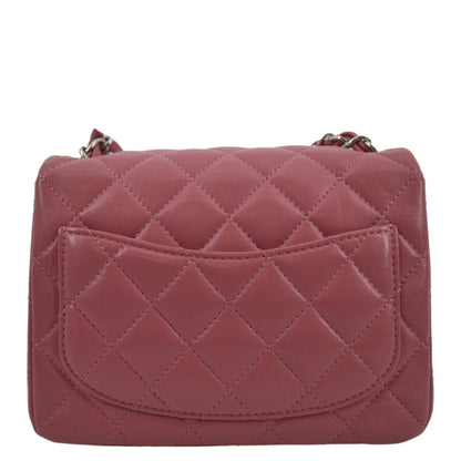 Chanel Mini Square Flap Leather Crossbody Bag Pink