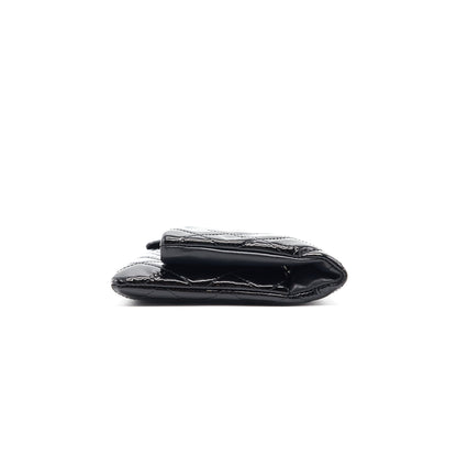 Chanel Patent Leather Fold Over Clutch Black SHW