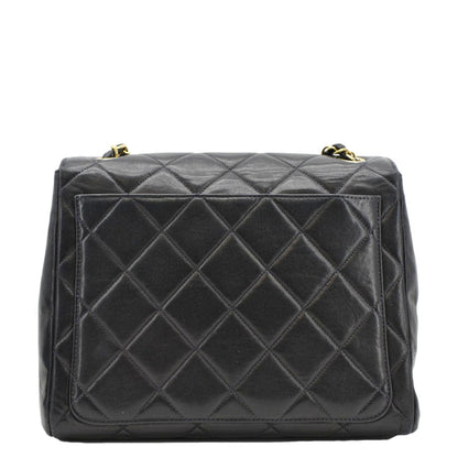 Chanel Square CC Flap Vintage Quilted Leather Shoulder Bag Black