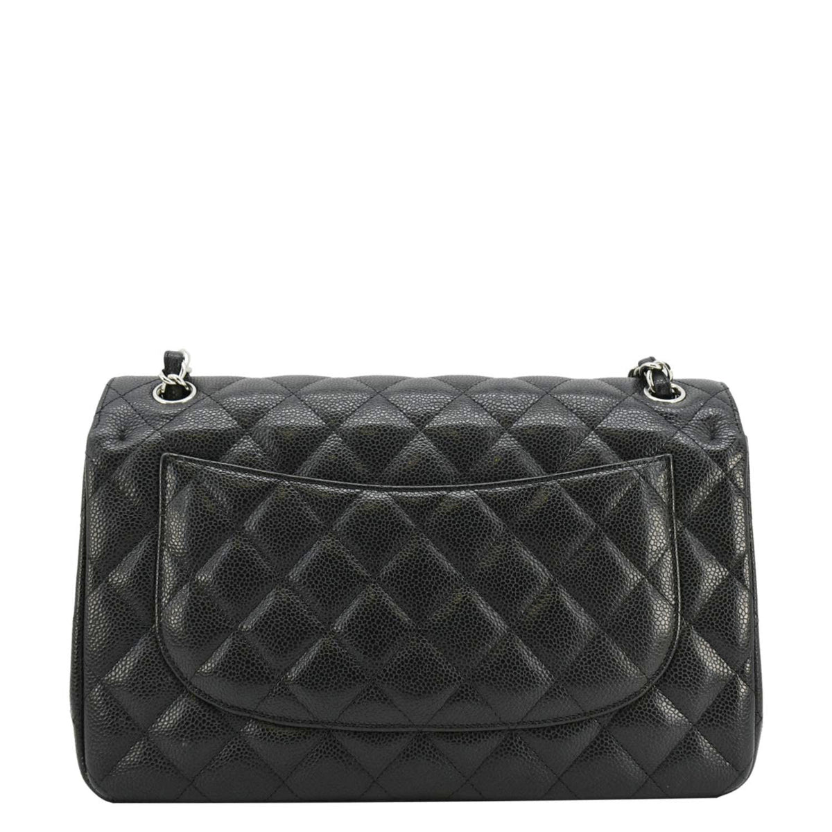 Chanel Classic Jumbo Double Flap Quilted Caviar Leather Shoulder Bag Black