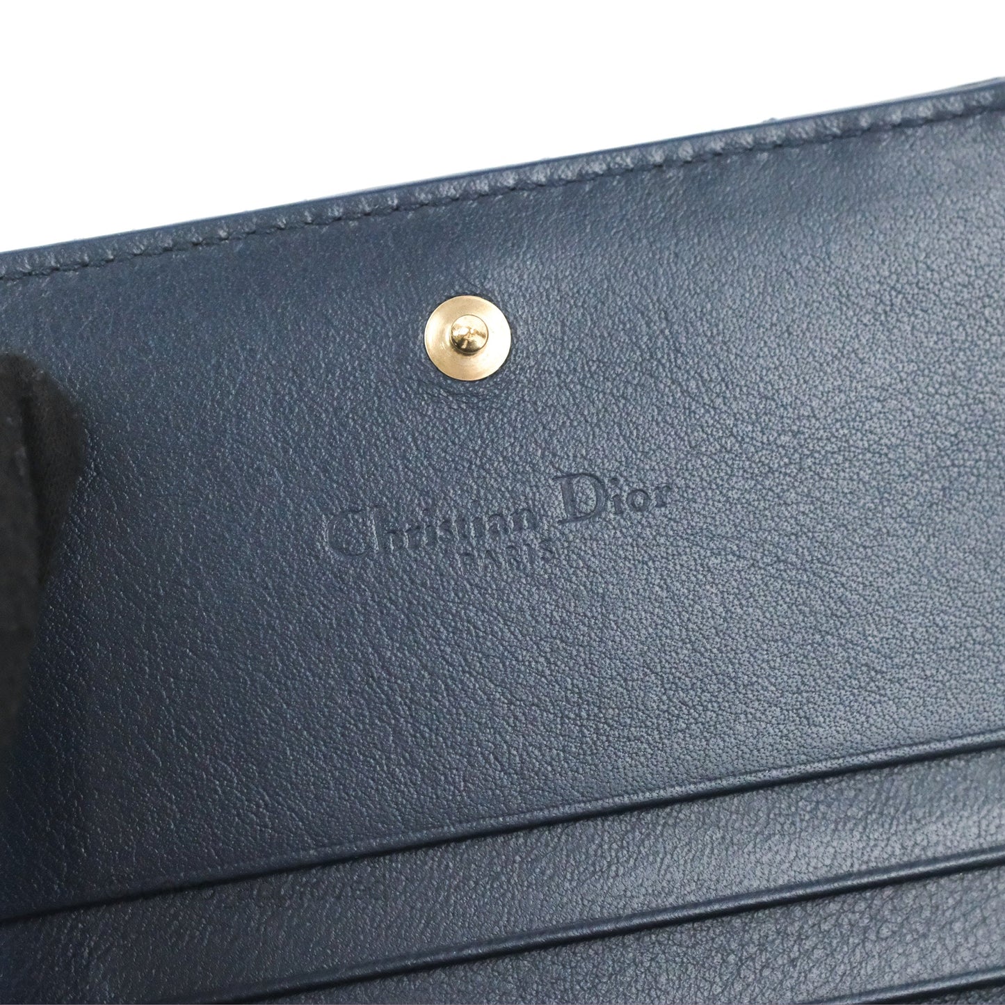 Christian Dior Mini Lady Dior Wallet Blue Patent Cannage