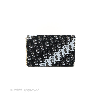 Dior Diorama Oblique Wallet On Chain WOC Black/White Velvet