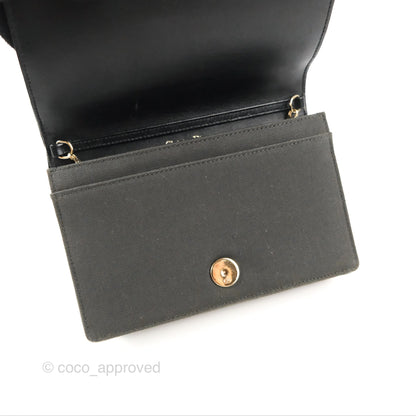 Dior Diorama Oblique Wallet On Chain WOC Black/White Velvet