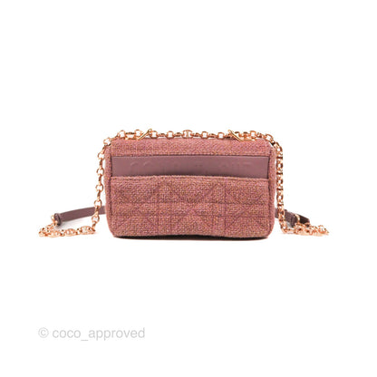 Dior Small Caro Bag Dark Pink Violine Canvas Rose Gold