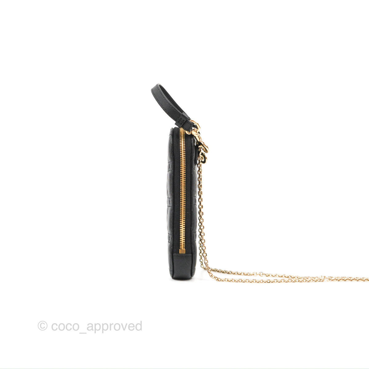 Christian Dior Lady Dior Phone Holder Black Cannage Lambskin