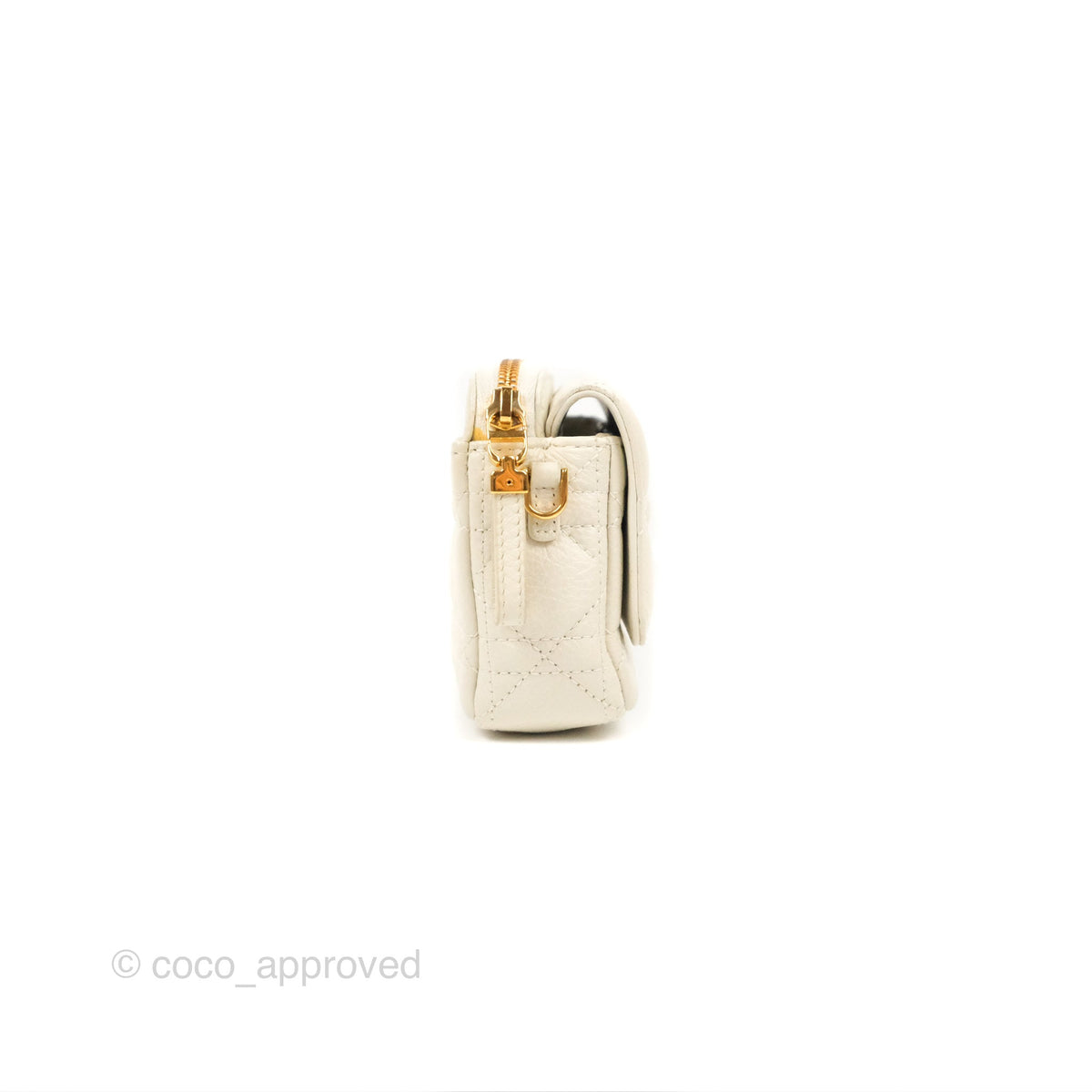 Dior Caro Pouch with Chain Latte Supple Cannage Calfskin