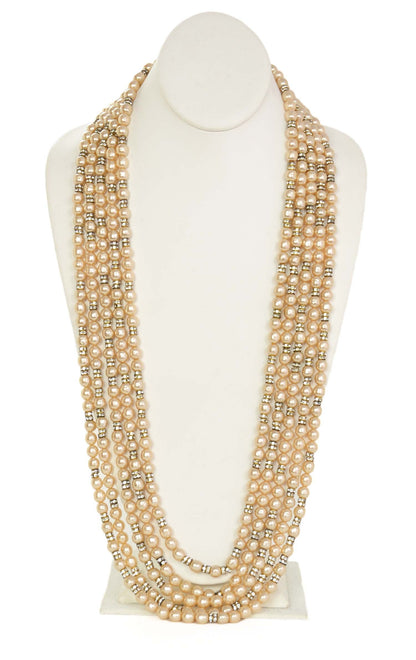 Chanel 1990s Vintage Multi-Strand Pearl & Crystal Necklace