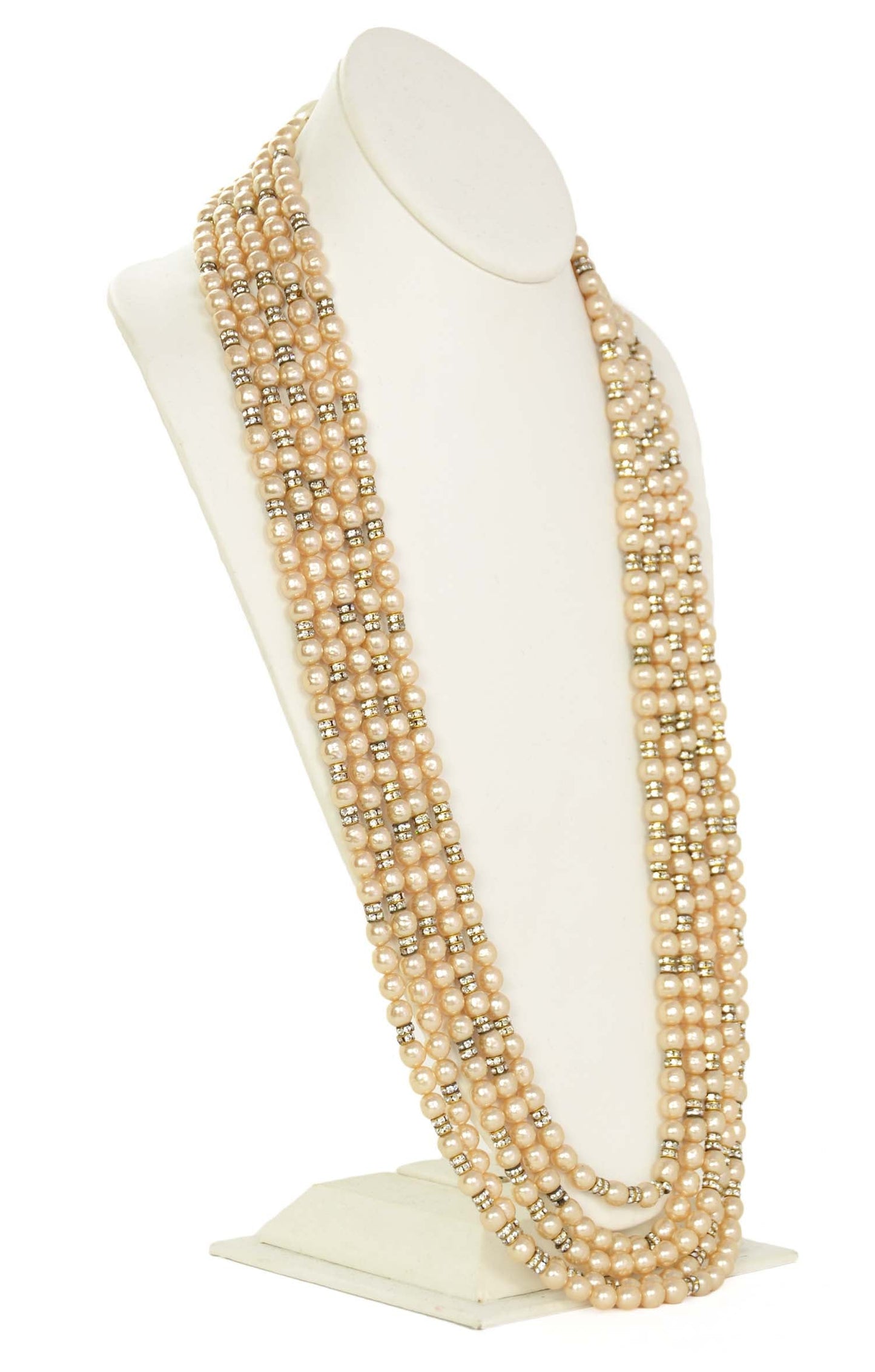 Chanel 1990s Vintage Multi-Strand Pearl & Crystal Necklace