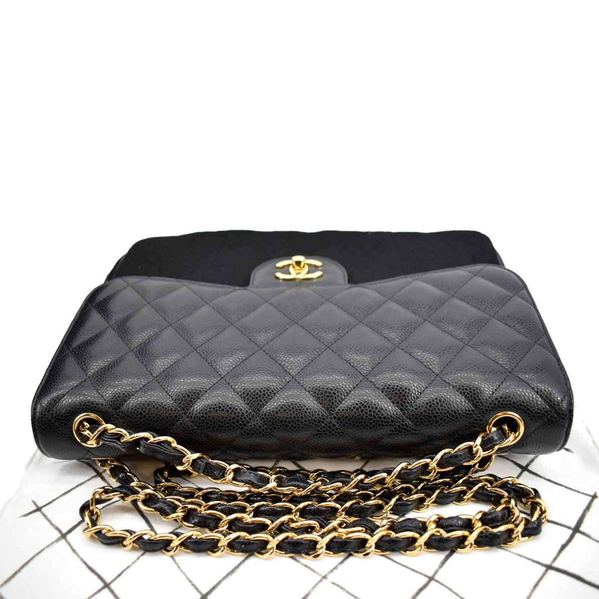 Chanel Jumbo Double Flap Caviar Leather Shoulder Bag Black