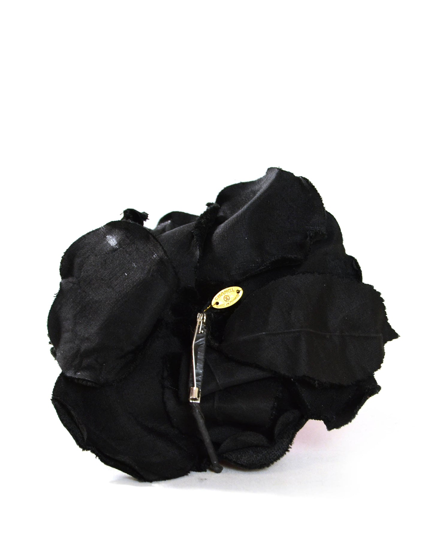 Chanel Black Velvet XL Camellia Brooch