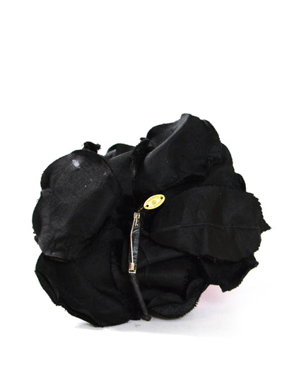 Chanel Black Velvet XL Camellia Brooch