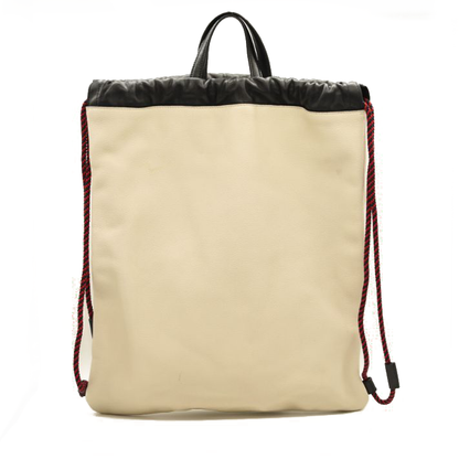 Gucci Calfskin Logo Drawstring Backpack Mystic White
