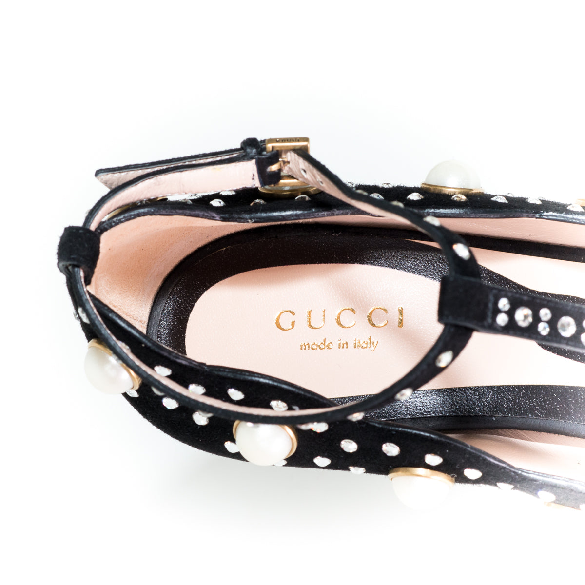 Gucci Ofelia Embellished Suede and Snakeskin Pumps
