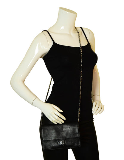 Chanel Black Nylon Travel Ligne Wallet on Chain WOC Crossbody Bag