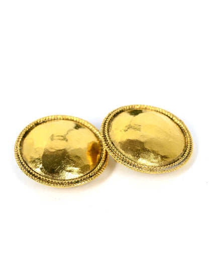 Chanel '80s Vintage Goldtone Hammered Clip On Earrings