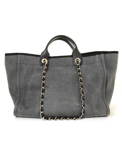 Chanel Black Denim Large Sequins Deauville Tote Bag