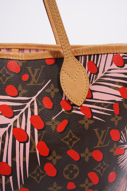 Louis Vuitton Limited Edition Sugar Pink Poppy Monogram Jungle Neverfull Monogram / Pink / Red Coated Canvas MM