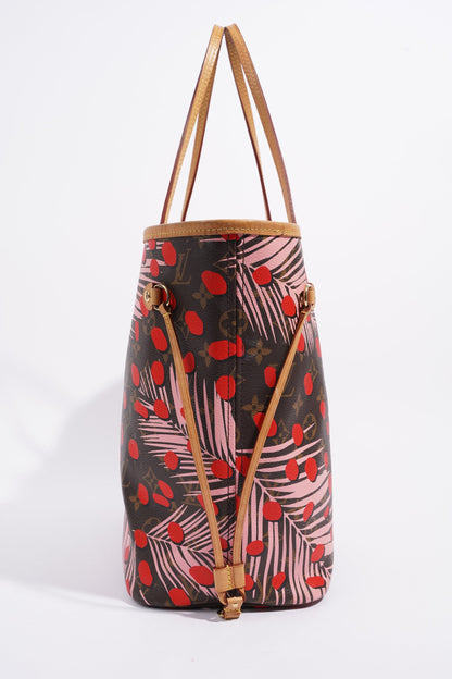 Louis Vuitton Limited Edition Sugar Pink Poppy Monogram Jungle Neverfull Monogram / Pink / Red Coated Canvas MM