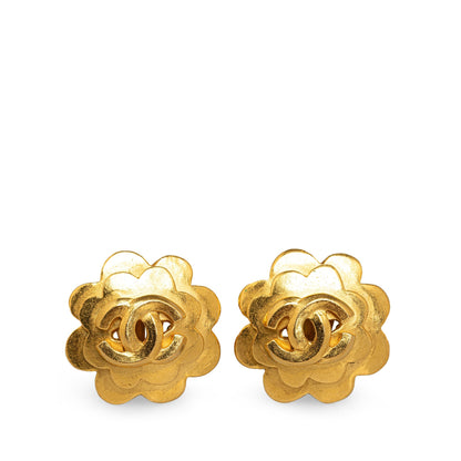 CHANEL CC Flower Clip on Earrings Costume Earrings