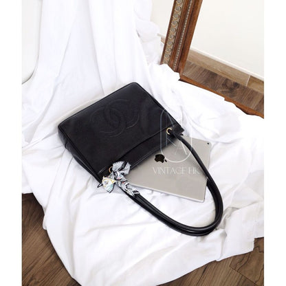 Chanel vintage coco caviar leather tote bag