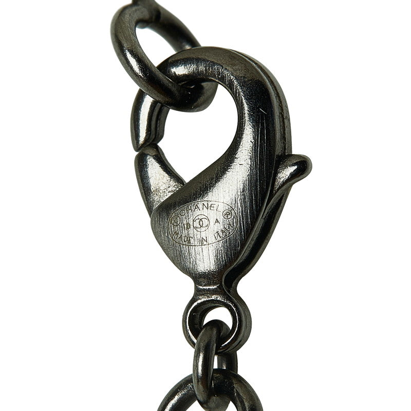Chanel Silver CC Stone Necklace Metal Necklace in Good condition