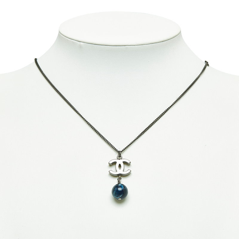 Chanel Silver CC Stone Necklace Metal Necklace in Good condition