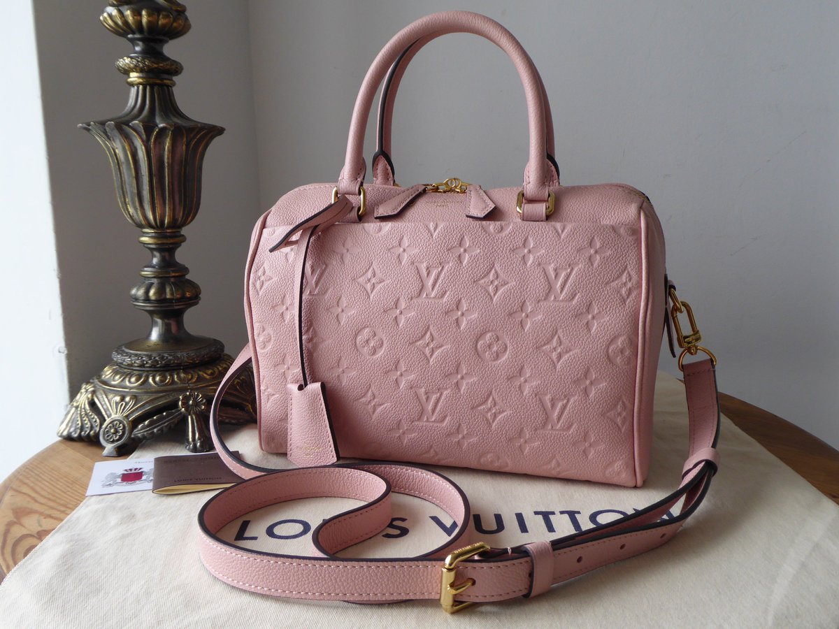 Louis Vuitton Speedy Bandouliere 30 Monogram Empreinte Leather Rose Poudre