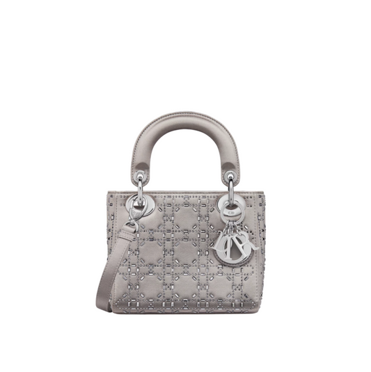 Dior Strass Cannage Satin Mini LD Bag ( black, grey )