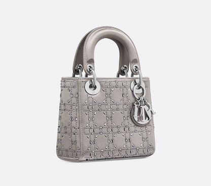 Dior Strass Cannage Satin Mini LD Bag ( black, grey )