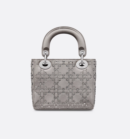 Dior Strass Cannage Satin Mini LD Bag ( black, grey )