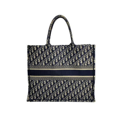 Oblique Book Tote Large Canvas Blue