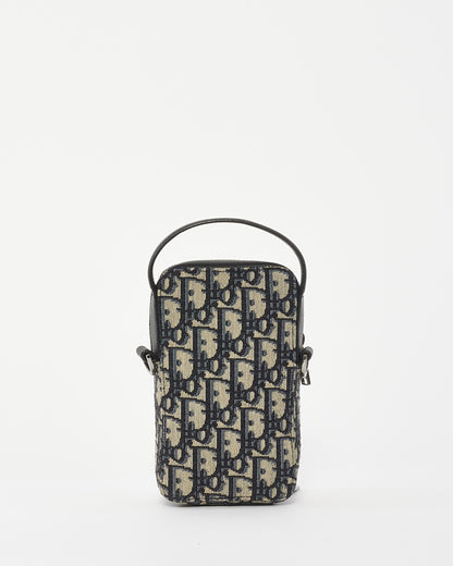 Dior Navy Blue Oblique Canvas Micro Rider Crossbody Bag