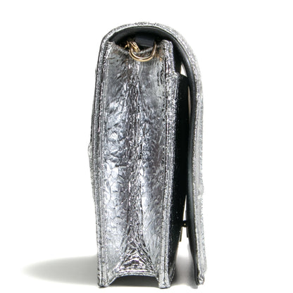 DIOR Diorama Metallic Ceramic Effect Wallet On Chain- Silver