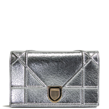 DIOR Diorama Metallic Ceramic Effect Wallet On Chain- Silver