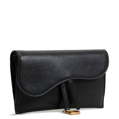 CHRISTIAN DIOR Small Saddle Pouch w/ Chain - Black