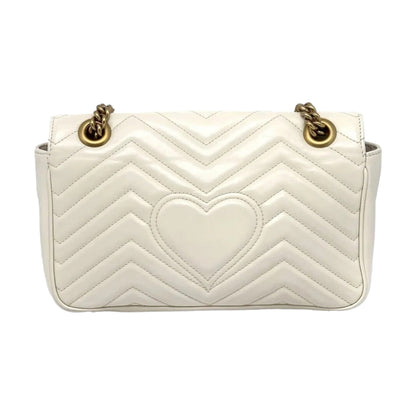 Gucci Small GG Marmont Calfskin Matelasse White GHW