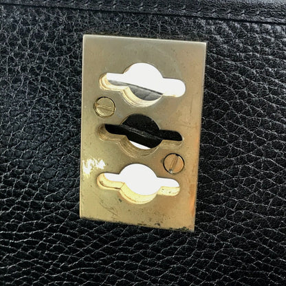 CELINE Handbag leather Black x Gold Metal vintage Chain lock Women Secondhand