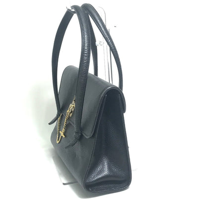 CELINE Handbag leather Black x Gold Metal vintage Chain lock Women Secondhand