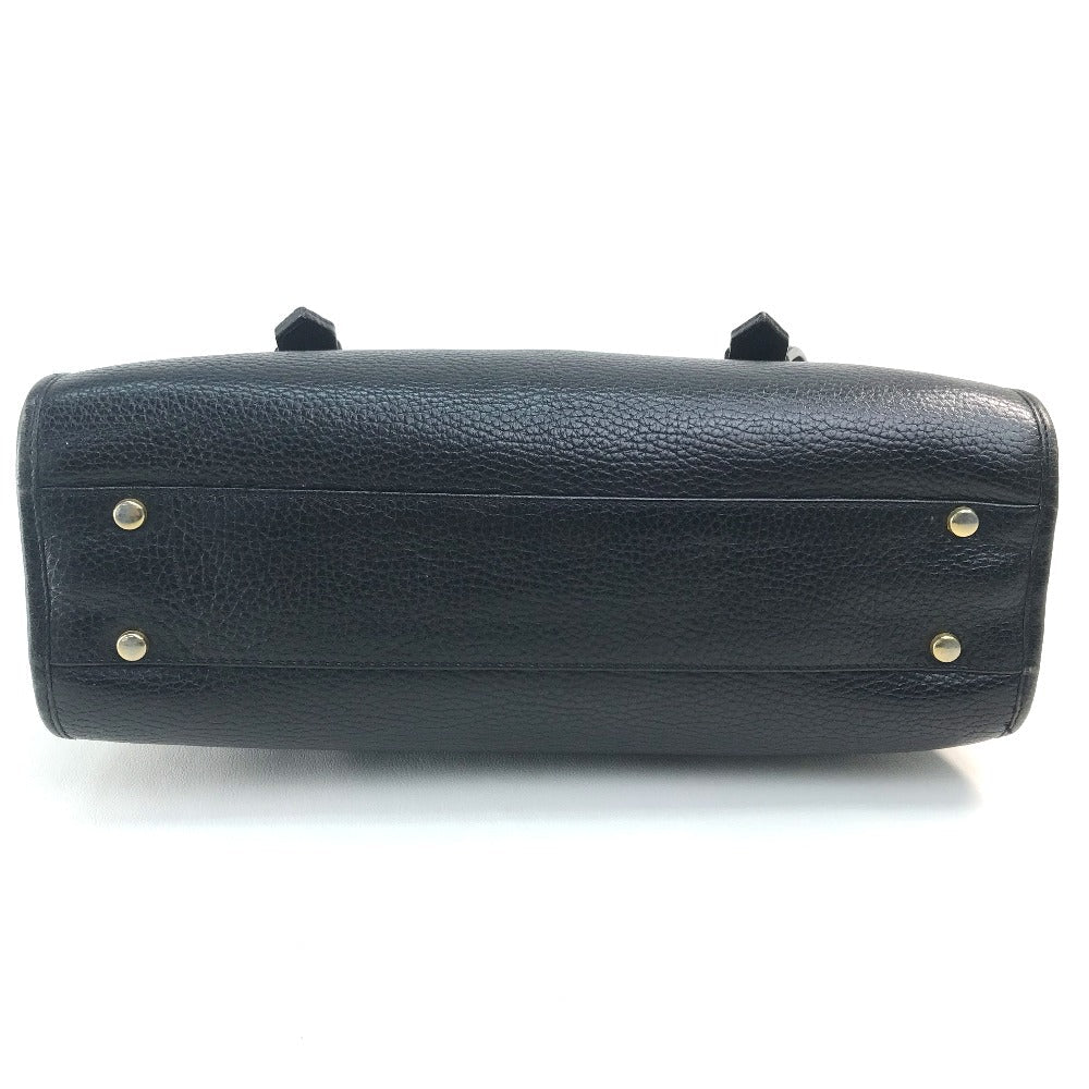 CELINE Handbag leather Black x Gold Metal vintage Chain lock Women Secondhand