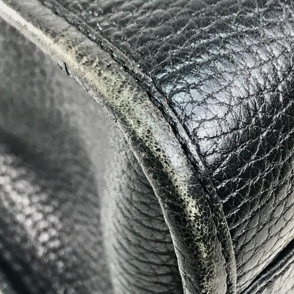 CELINE Handbag leather Black x Gold Metal vintage Chain lock Women Secondhand